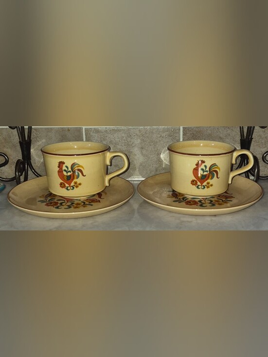 Taylor Smith & Taylor Other - 2 Vintage Taylor Smith & Taylor cup & saucer set in the "Reveille"  Pattern